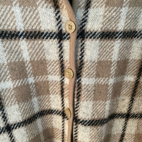 Merino wool suit jacket / blazer.  Tan, cream and black color. - Picture 3 of 4